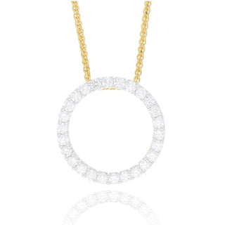 18ct White And Yellow Gold 0.79ct Diamond Circle Necklace