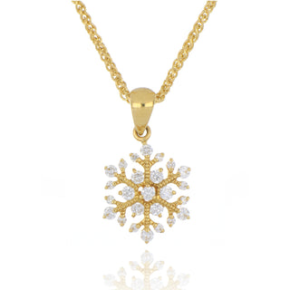 18ct Yellow Gold 0.32ct Diamond Snowflake Necklace
