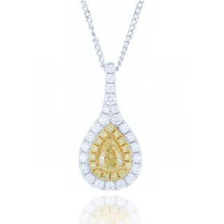 18ct White Gold 0.41ct Yellow Diamond Drop Necklace