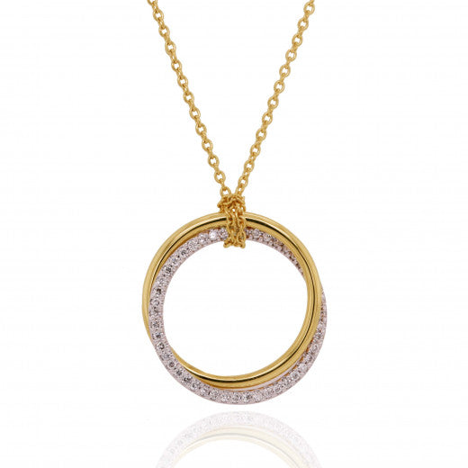 1/4 CTW Black & White Diamond Necklace Double Circle Pendant – YDAMYSSIMO