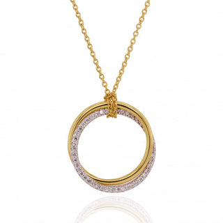 18ct Yellow And White Gold 0.14ct Diamond Double Circle Necklace