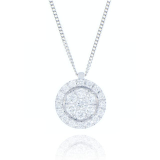 9ct White Gold 0.40ct Diamond Cluster Necklace