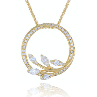 18ct Yellow Gold 0.58ct Diamond Leaf Necklace