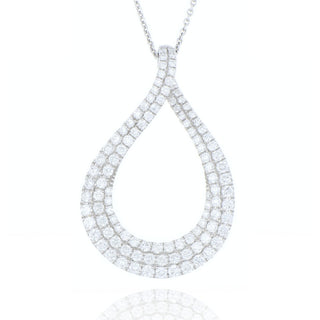 18ct white gold 1.97ct diamond 3 row openwork necklace