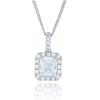 18ct white gold 0.72ct diamond halo necklace