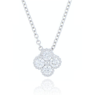 18ct white gold 0.27ct diamond clover necklace
