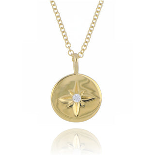 9ct yellow gold 0.02ct diamond circle star necklace
