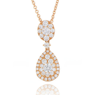 18ct rose gold 0.84ct diamond cluster drop necklace