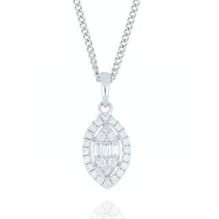 18ct white gold 0.29ct diamond marquis cluster necklace