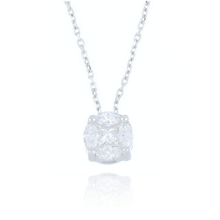 18ct White Gold 0.23ct Diamond Cluster Necklace