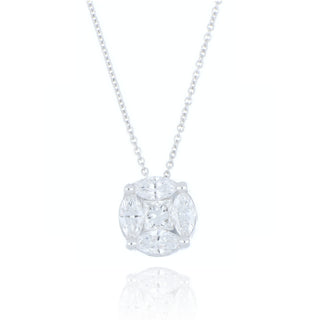 18ct White Gold 0.47ct Diamond Cluster Necklace