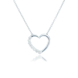 Fine Jewellery Jewellery 18ct White Gold 0.14ct Diamond Open Work Heart Necklace 1417471