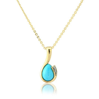 Fine Jewellery Jewellery 9ct Yellow Gold 0.50ct Turquoise and Diamond Necklace 1418014