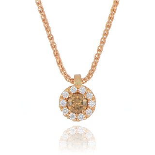 18ct rose gold 0.29ct cognac diamond cluster necklace