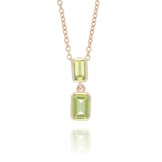 9ct yellow gold double drop peridot necklace