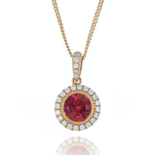 18ct Rose Gold 0.81ct Rubellite And Diamond Necklace
