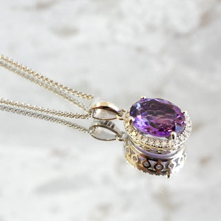 9ct White Gold 2.13ct Amethyst And Diamond Necklace