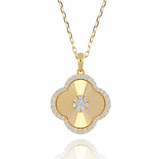 9ct Yellow Gold 0.25ct Diamond Large Clover Pendant
