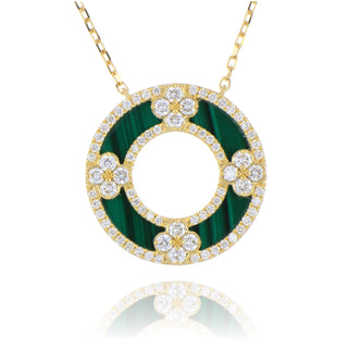 9ct Yellow Gold Malachite & Diamond Pendant