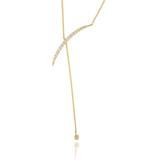 18ct Yellow Gold 0.36ct Diamond Curve Drop Necklace 