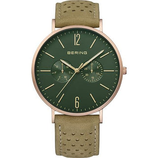Bering Gents Rose Gold & Green Strap Watch