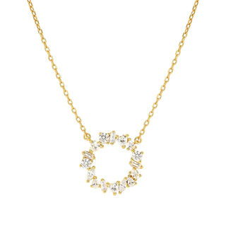 Allum & Sidaway Nomination Sterling Silver and Yellow Gold Colour Wave Cubic Zirconia Circle Necklace 2520234