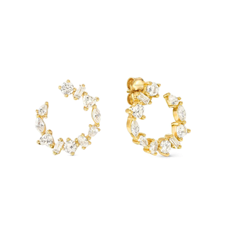 Nomination Jewellery Nomination Sterling Silver and Yellow Gold Colour Wave Cubic Zirconia Circle Hoop Earrings 2501288