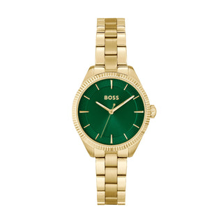 Boss 32mm Sage Yellow Gold Plated Green Quartz Watch