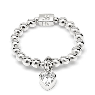 Annie Haak Silver Mini Crystal Heart Charm Ring