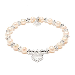 Annie Haak Silver Precious Pearl Solid Heart Bracelet 17cm