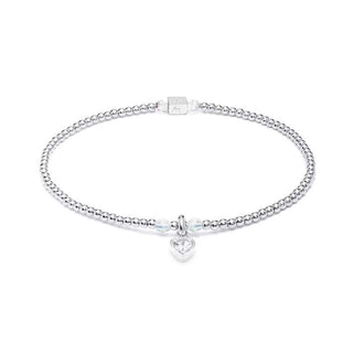 Annie Haak Silver Blissful Crystal Heart Charm Bracelet 17cm