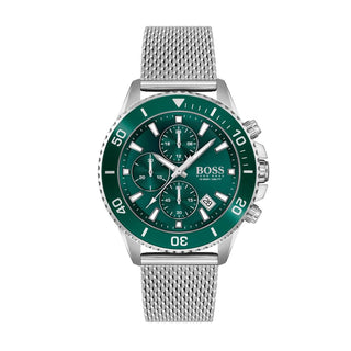Boss 46mm Admiral Stainless Steel Green Chronograph Quartz Watch