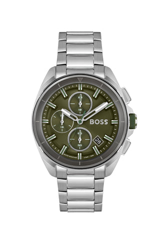 Boss 44mm Volane Stainless Steel Khaki Chronograph Quartz Watch
