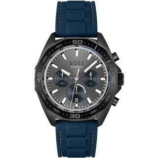 Boss 44mm Energy Stainless Steel Chronograph Quartz Watch with a Blue Rubber Strap