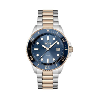 Boss 43mm Ace Two-Tone Blue Quartz Watch