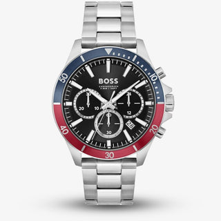 Boss 45mm Troper Stainless Steel Black Chronograph Quartz Watch