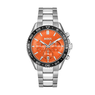BOSS 43mm Runner Stainless Steel Orange Chronograph Quartz Watch
