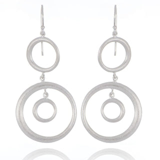 A&S Paradise Collection Silver Double Circle Drop Earrings