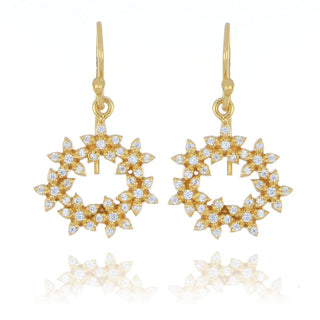 A&S Paradise Collection Yellow Gold Vermeil Cubic Zirconia Flower Circle Drop Earrings