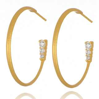 A&S Paradise Collection Yellow Gold Vermeil Cubic Zirconia Hoop Earrings