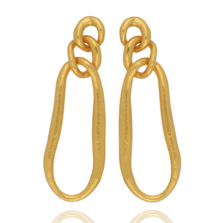 A&S Paradise Collection Yellow Gold Vermeil Organic Links Drop Earrings
