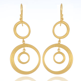 A&S Paradise Collection Yellow Gold Vermeil Double Circles Drop Earrings