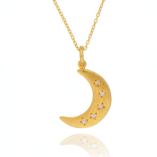 A&S Paradise Collection Yellow Gold Vermeil Cubic Zirconia Crescent Moon Necklace