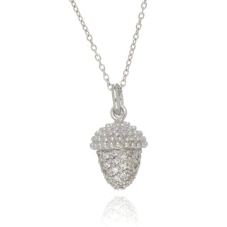 A&S Paradise Collection Silver Cubic Zirconia Acorn Necklace