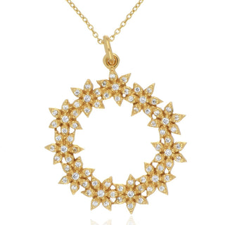 A&S Paradise Collection Yellow Gold Vermeil Cubic Zirconia Flower Circle Necklace