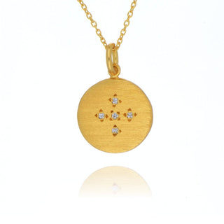 A&S Paradise Collection Yellow Gold Vermeil Cubic Zirconia Disc Necklace