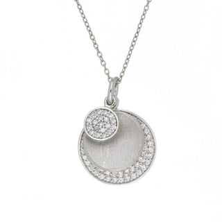 A&S Paradise Collection Silver Cubic Zirconia Triple Disc Necklace