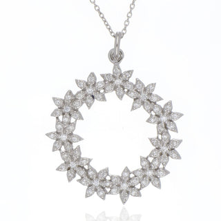 A&S Paradise Collection Silver Cubic Zirconia Flower Circle Necklace