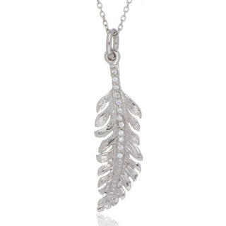 A&S Paradise Collection Silver Cubic Zirconia Feather Necklace