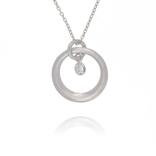 A&S Paradise Collection Silver Cubic Zirconia Circle Necklace